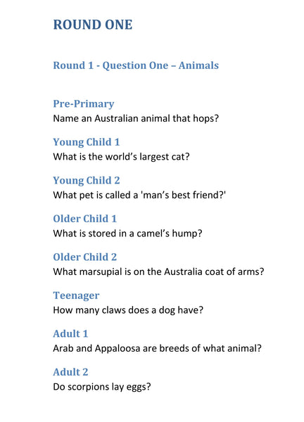 TAWK Quiz eBook for all the Family - Download