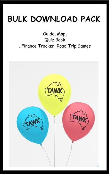 BULK DOWNLOAD PACK - Tawk Guide, Quizbook, Finance Tracker, Map and Road Trip Games (no membership card)